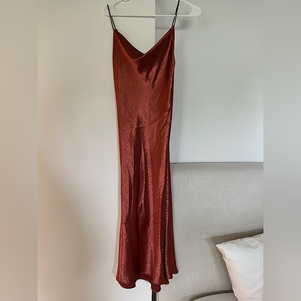 Midi Satin Rust Dress
